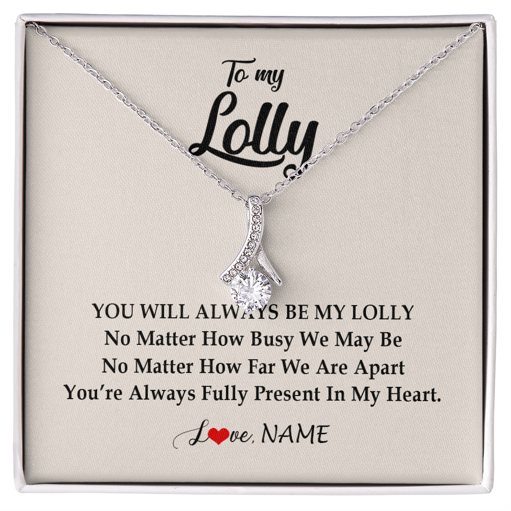 Alluring Beauty Necklace | Personalized Lolly Necklace From Grandkids Granddaughter Grandson You're Always In My Heart Lolly Birthday Mothers Day Jewelry Customized Gift Box Message Card | teecentury