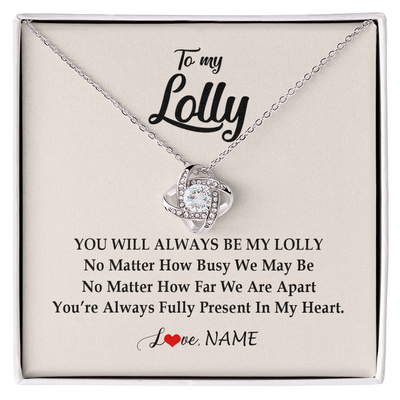 Love Knot Necklace | Personalized Lolly Necklace From Grandkids Granddaughter Grandson You're Always In My Heart Lolly Birthday Mothers Day Jewelry Customized Gift Box Message Card | teecentury