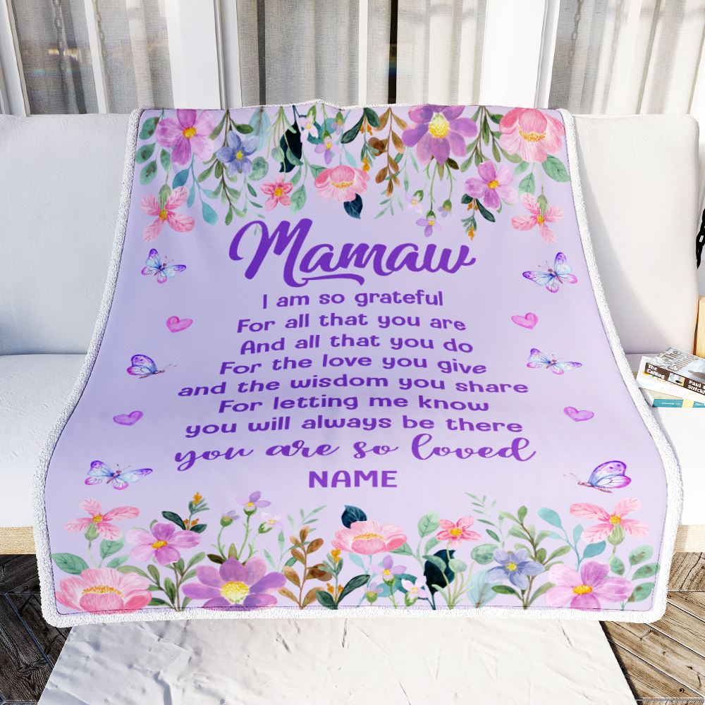 Personalized Mom Blanket - Flower Mama Bear - Gift For Mom