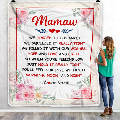 Personalized Mamaw Blanket From Grandkids Granddaughter Grandson We Hugged This Blanket Floral Mamaw Birthday Mothers Day Christmas Customized Fleece Blanket | teecentury