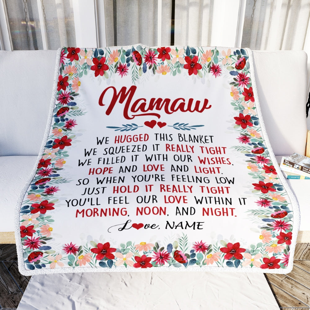 Personalized Mamaw Blanket From Grandkids Grandson Granddaughter We Hugged This Blanket Mamaw Birthday Mothers Day Christmas Customized Fleece Throw Blanket Blanket | Teecentury.com