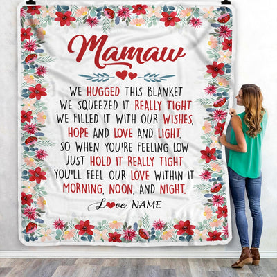 Personalized Mamaw Blanket From Grandkids Grandson Granddaughter We Hugged This Blanket Mamaw Birthday Mothers Day Christmas Customized Fleece Throw Blanket Blanket | Teecentury.com