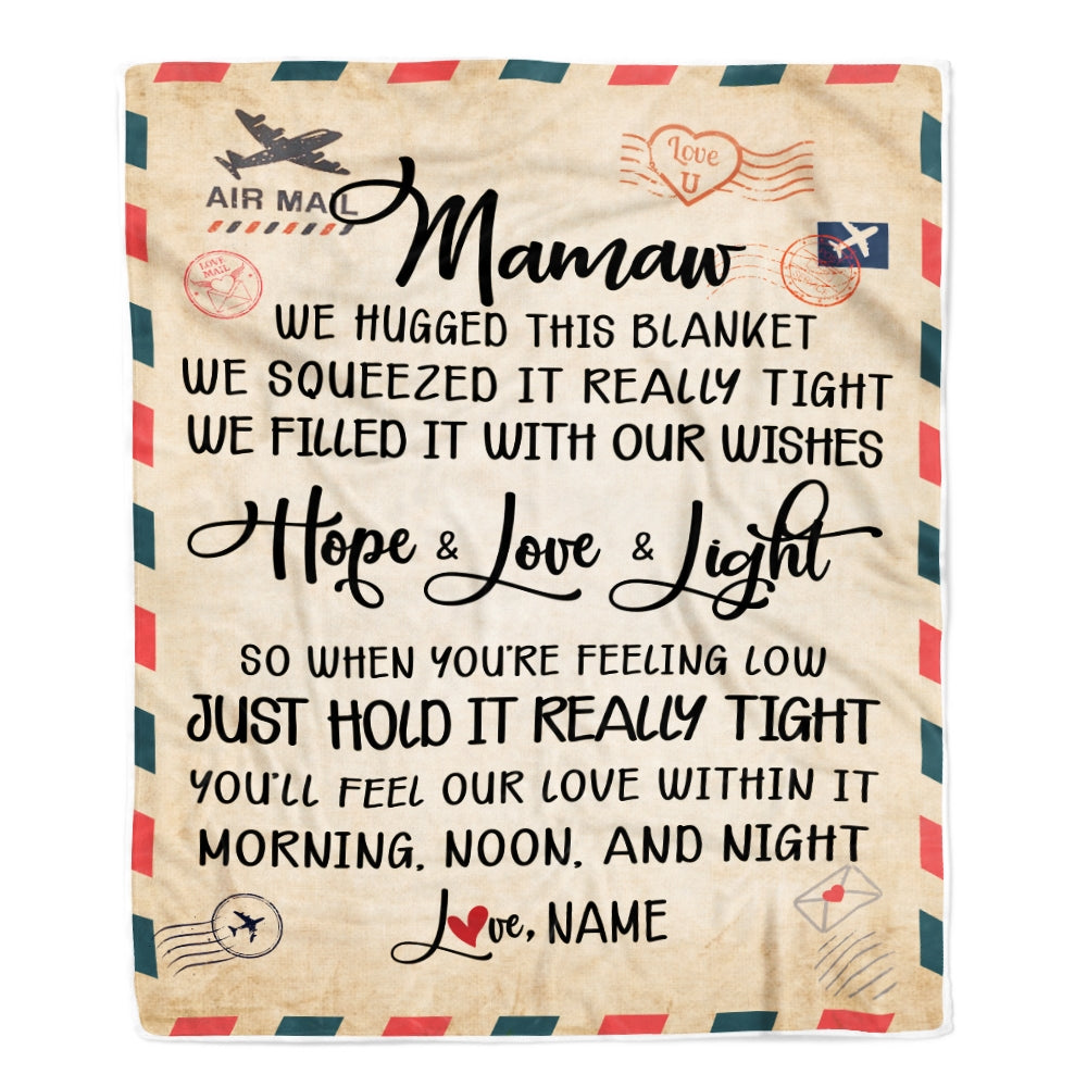 Personalized Mamaw Blanket From Grandkids We Hugged This Blanket Mail Letter Mamaw Birthday Mothers Day Christmas Customized Fleece Blanket Blanket | Teecentury.com