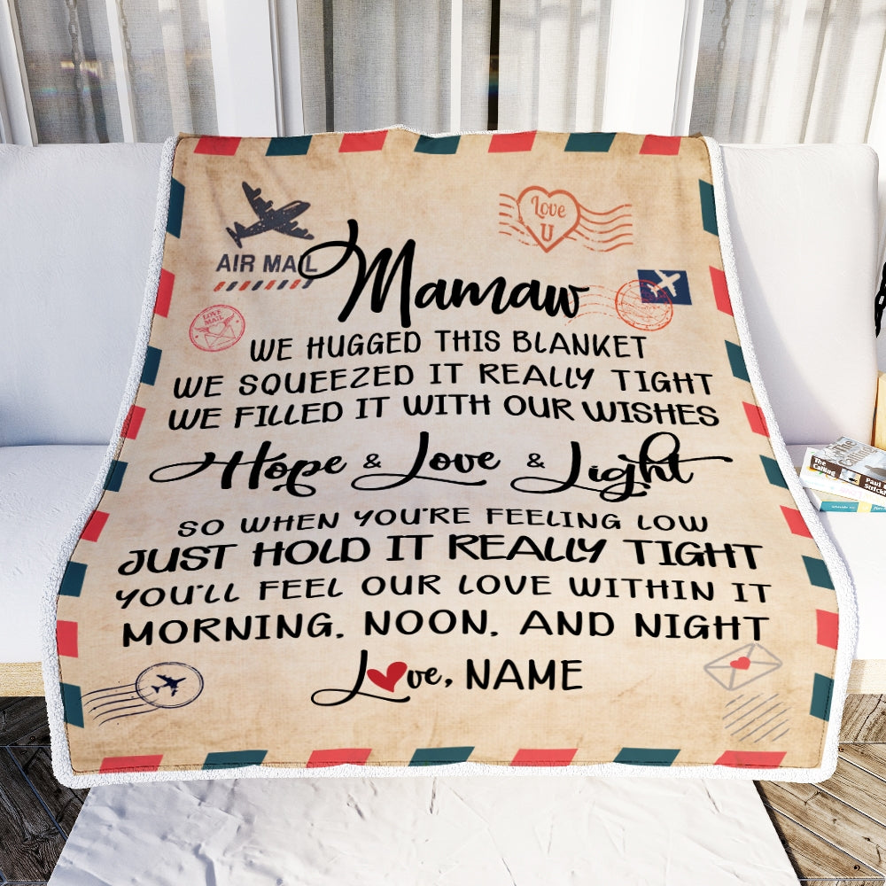 Personalized Mamaw Blanket From Grandkids We Hugged This Blanket Mail Letter Mamaw Birthday Mothers Day Christmas Customized Fleece Blanket Blanket | Teecentury.com
