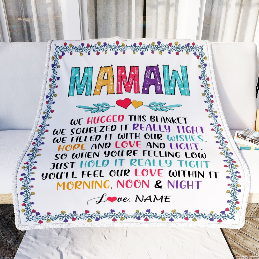 Personalized Mamaw Blanket From Grandkids We Hugged This Blanket Mamaw Birthday Mothers Day Christmas Customized Gifts Fleece Blanket Blanket | Teecentury.com
