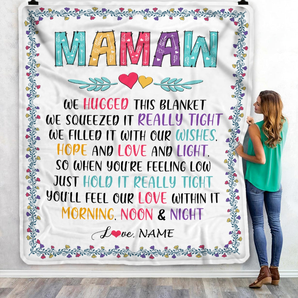 Personalized Mamaw Blanket From Grandkids We Hugged This Blanket Mamaw Birthday Mothers Day Christmas Customized Gifts Fleece Blanket Blanket | Teecentury.com