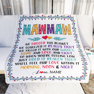 Personalized MawMaw Blanket From Grandkids We Hugged This Blanket MawMaw Birthday Mothers Day Christmas Customized Fleece Blanket Blanket | Teecentury.com