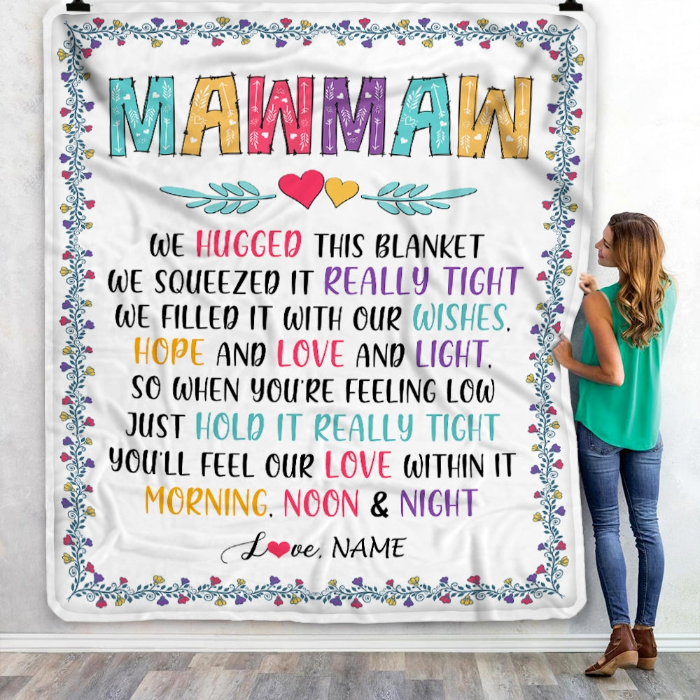 Personalized MawMaw Blanket From Grandkids We Hugged This Blanket MawMaw Birthday Mothers Day Christmas Customized Fleece Blanket Blanket | Teecentury.com