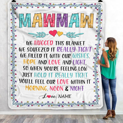 Personalized MawMaw Blanket From Grandkids We Hugged This Blanket MawMaw Birthday Mothers Day Christmas Customized Fleece Blanket Blanket | Teecentury.com