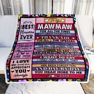 Personalized Mawmaw Blanket From Granddaughter Grandson Thank You For The Love Mawmaw Mothers Day Birthday Christmas Customized Bed Fleece Throw Blanket | teecentury
