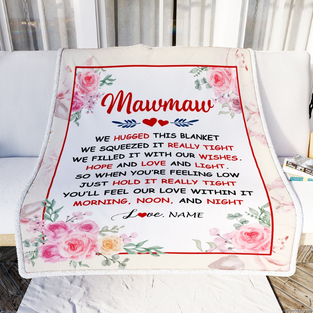 Personalized Mawmaw Blanket From Grandkids Granddaughter Grandson We Hugged This Blanket Floral Mawmaw Birthday Mothers Day Christmas Fleece Throw Blanket | teecentury