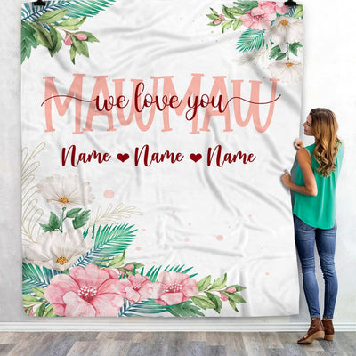 Personalized Mawmaw Blanket From Grandkids Granddaughter Grandson We Love You Floral Mawmaw Birthday Mothers Day Christmas Fleece Throw Blanket | teecentury