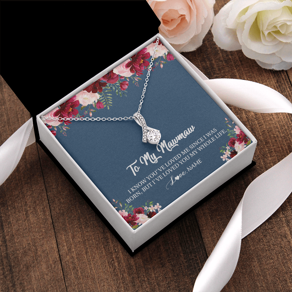 Alluring Beauty Necklace | Personalized Mawmaw Necklace From Grandkids Granddaughter Grandson I've Loved You My Whole Life Floral Mawmaw Birthday Mothers Day Christmas Customized Message Card | teecentury