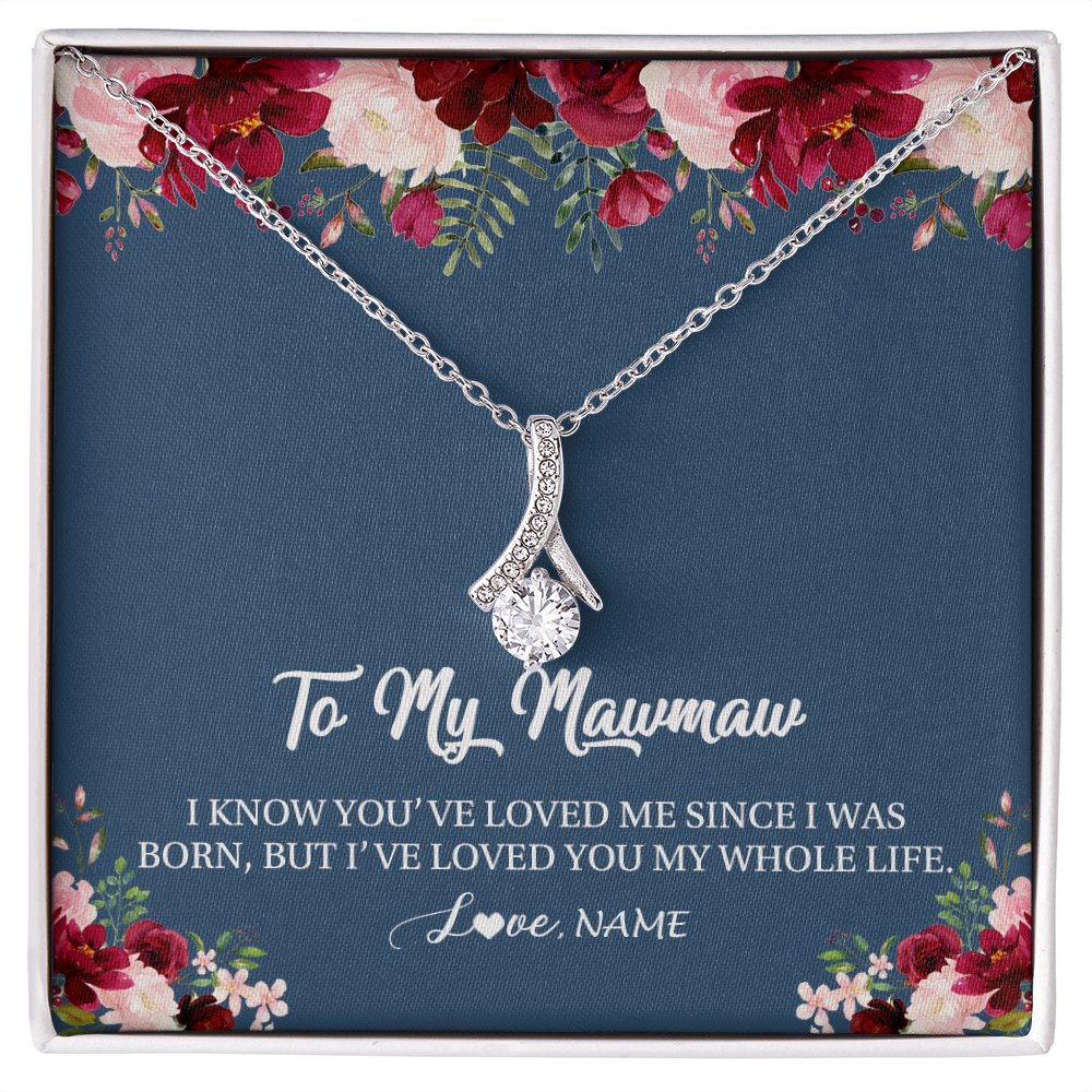 Alluring Beauty Necklace | Personalized Mawmaw Necklace From Grandkids Granddaughter Grandson I've Loved You My Whole Life Floral Mawmaw Birthday Mothers Day Christmas Customized Message Card | teecentury