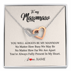Interlocking Hearts Necklace | Personalized Mawmaw Necklace From Grandkids Granddaughter Grandson You're Always In My Heart Mawmaw Birthday Mothers Day Customized Gift Box Message Card | teecentury