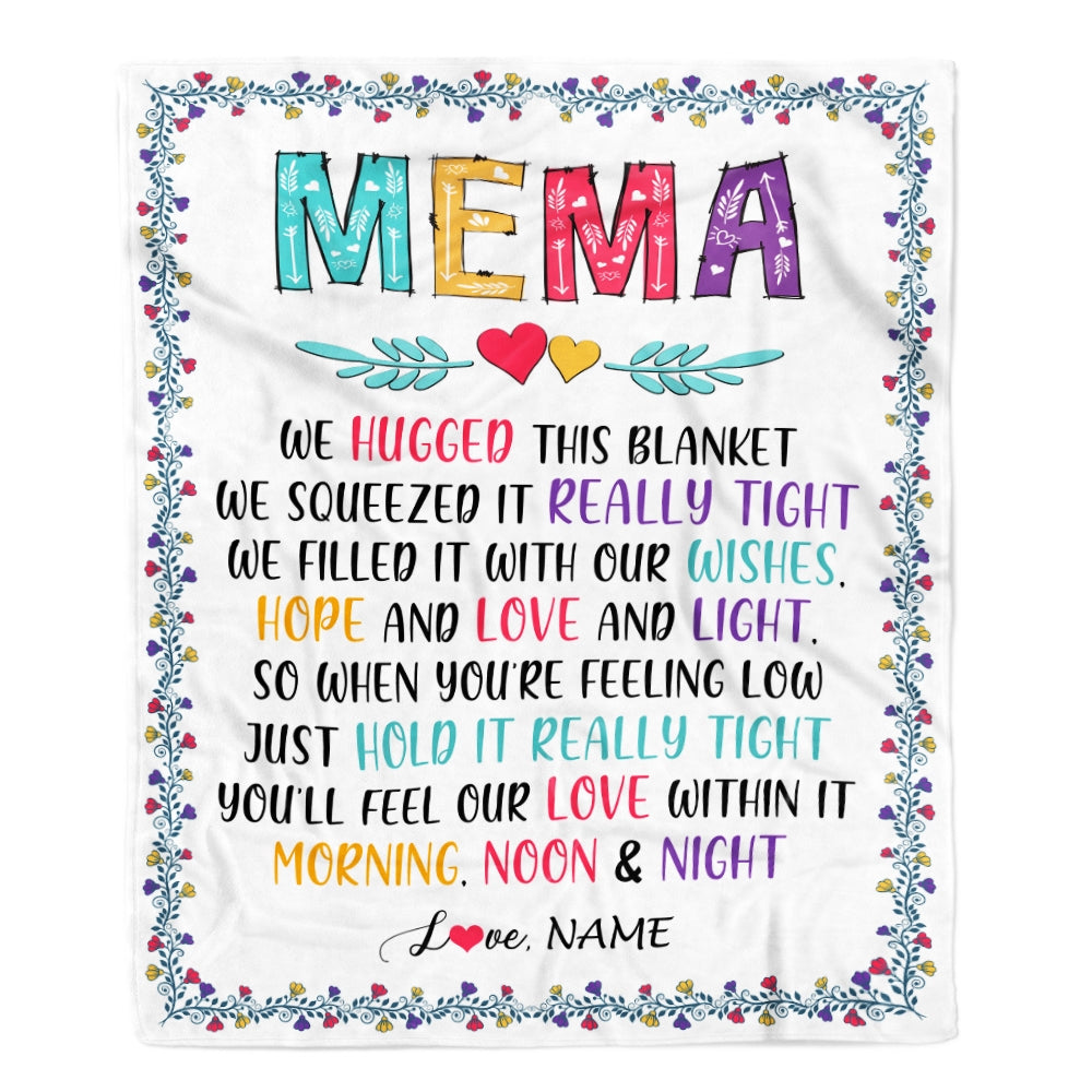 Personalized Mema Blanket From Grandkids We Hugged This Blanket Mema Birthday Mothers Day Christmas Customized Fleece Blanket Blanket | Teecentury.com