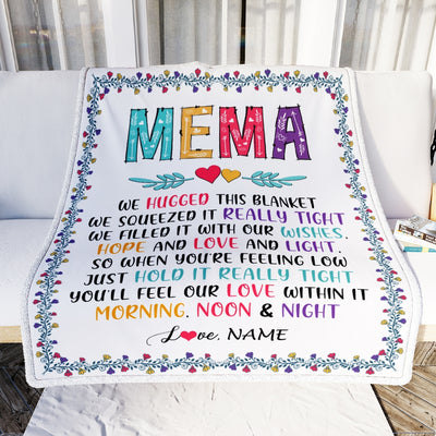 Personalized Mema Blanket From Grandkids We Hugged This Blanket Mema Birthday Mothers Day Christmas Customized Fleece Blanket Blanket | Teecentury.com