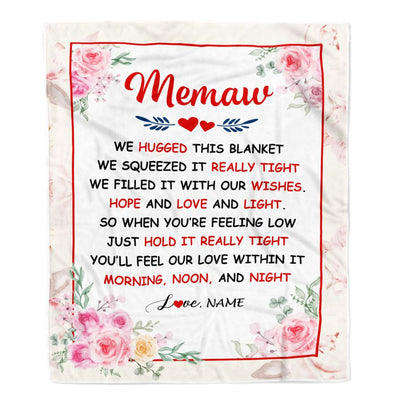 Personalized Memaw Blanket From Grandkids Granddaughter Grandson We Hugged This Blanket Floral Memaw Birthday Mothers Day Christmas Customized Fleece Blanket | teecentury