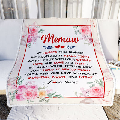 Personalized Memaw Blanket From Grandkids Granddaughter Grandson We Hugged This Blanket Floral Memaw Birthday Mothers Day Christmas Customized Fleece Blanket | teecentury