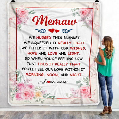 Personalized Memaw Blanket From Grandkids Granddaughter Grandson We Hugged This Blanket Floral Memaw Birthday Mothers Day Christmas Customized Fleece Blanket | teecentury