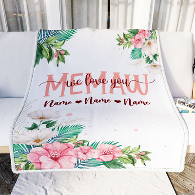 Personalized Memaw Blanket From Grandkids Granddaughter Grandson We Love You Floral Memaw Birthday Mothers Day Christmas Customized Fleece Throw Blanket | teecentury