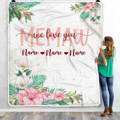 Personalized Memaw Blanket From Grandkids Granddaughter Grandson We Love You Floral Memaw Birthday Mothers Day Christmas Customized Fleece Throw Blanket | teecentury