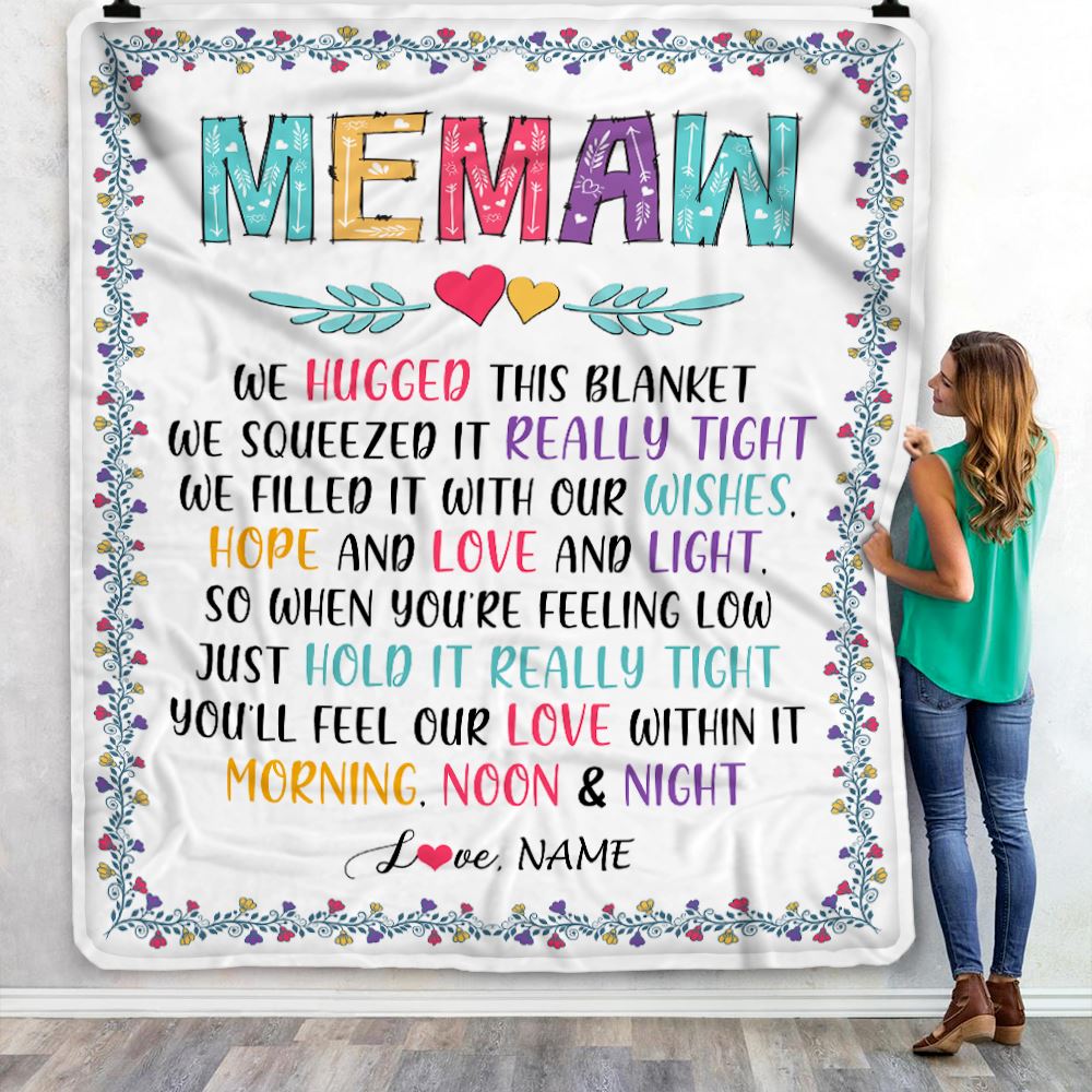 Personalized Memaw Blanket From Grandkids We Hugged This Blanket Memaw Birthday Mothers Day Christmas Customized Fleece Blanket | teecentury