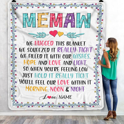 Personalized Memaw Blanket From Grandkids We Hugged This Blanket Memaw Birthday Mothers Day Christmas Customized Fleece Blanket | teecentury