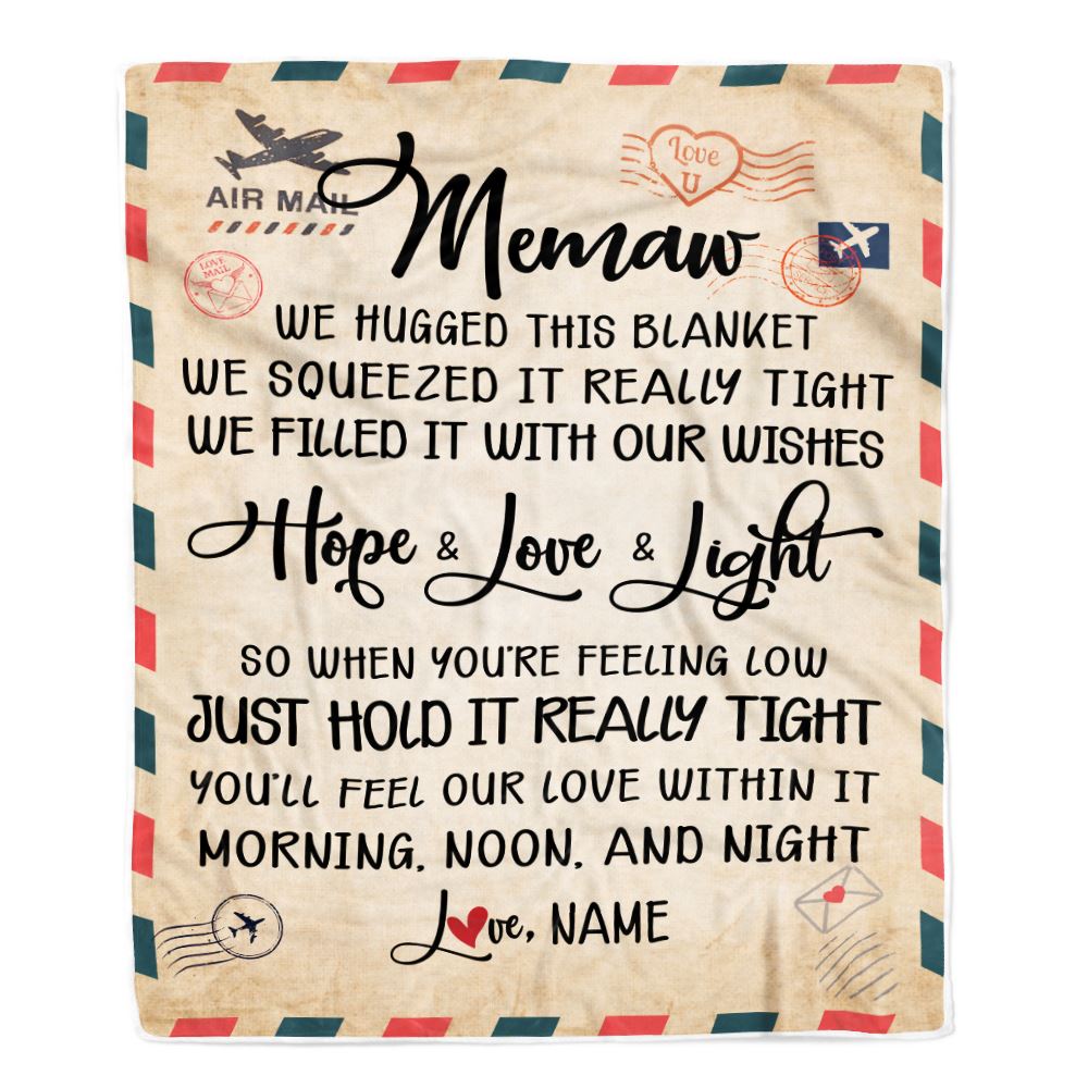 Personalized Memaw Blanket From Kids We Hugged This Blanket Mail Letter Memaw Birthday Mothers Day Christmas Customized Fleece Blanket | teecentury