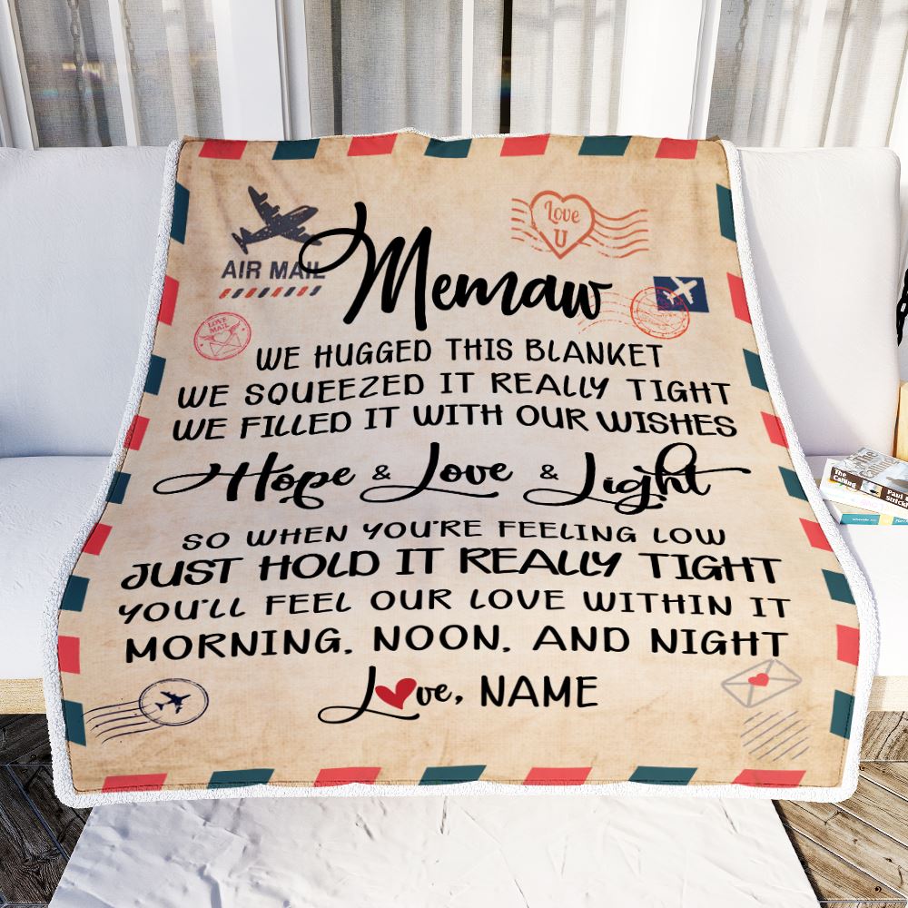 Personalized Memaw Blanket From Kids We Hugged This Blanket Mail Letter Memaw Birthday Mothers Day Christmas Customized Fleece Blanket | teecentury