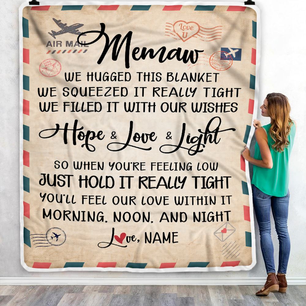 Personalized Memaw Blanket From Kids We Hugged This Blanket Mail Letter Memaw Birthday Mothers Day Christmas Customized Fleece Blanket | teecentury