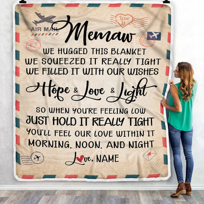 Personalized Memaw Blanket From Kids We Hugged This Blanket Mail Letter Memaw Birthday Mothers Day Christmas Customized Fleece Blanket | teecentury