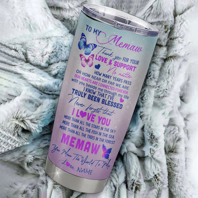 Personalized Memaw From Granddaughter Stainless Steel Tumbler Cup Thank You Never Forget I Love You Memaw Mothers Day Birthday Christmas Travel Mug | teecentury