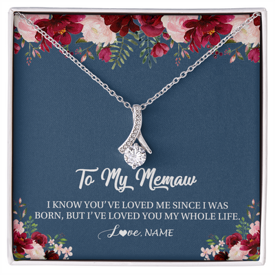 Alluring Beauty Necklace | Personalized Memaw Necklace From Grandkids Granddaughter Grandson I've Loved You My Whole Life Floral Memaw Birthday Mothers Day Christmas Customized Message Card | teecentury