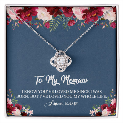 Love Knot Necklace | Personalized Memaw Necklace From Grandkids Granddaughter Grandson I've Loved You My Whole Life Floral Memaw Birthday Mothers Day Christmas Customized Message Card | teecentury