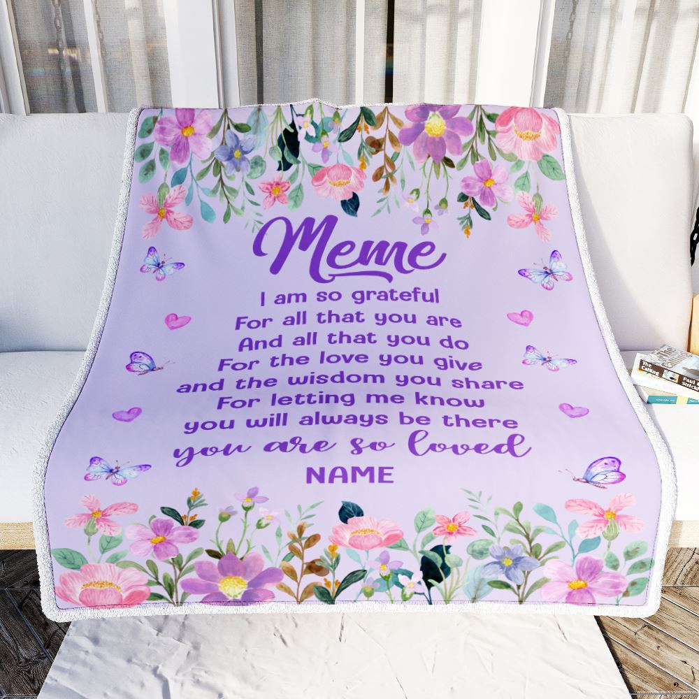 Personalized Meme Blanket From Granddaughter Grandson Floral Butterfly Love You Give Meme Mothers Day Birthday Christmas Customized Bed Fleece Throw Blanket | teecentury