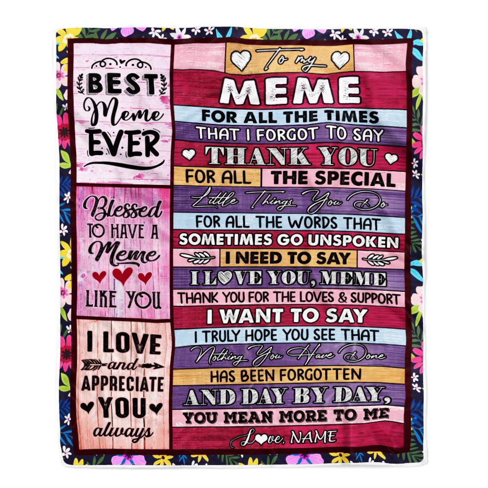 Personalized Meme Blanket From Granddaughter Grandson Thank You For The Love Meme Mothers Day Birthday Christmas Customized Bed Fleece Throw Blanket | teecentury