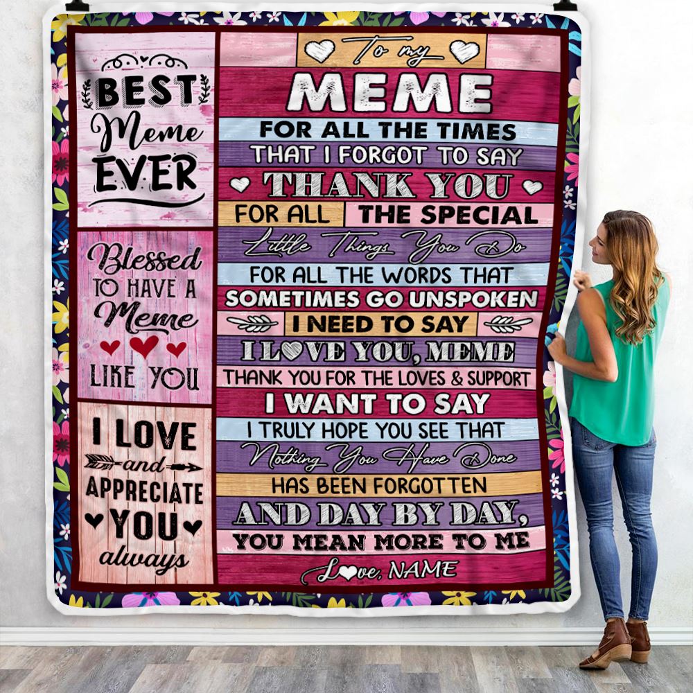 Personalized Meme Blanket From Granddaughter Grandson Thank You For The Love Meme Mothers Day Birthday Christmas Customized Bed Fleece Throw Blanket | teecentury