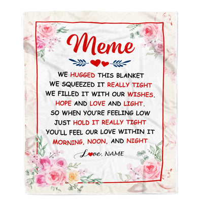 Personalized Meme Blanket From Grandkids Granddaughter Grandson We Hugged This Blanket Floral Meme Birthday Mothers Day Christmas Customized Fleece Blanket | teecentury