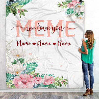 Personalized Meme Blanket From Grandkids Granddaughter Grandson We Love You Floral Meme Birthday Mothers Day Christmas Customized Fleece Throw Blanket | teecentury
