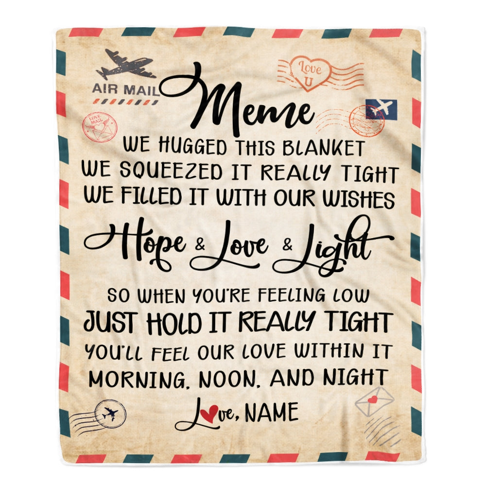 Personalized Meme Blanket From Grandkids We Hugged This Blanket Mail Letter meme Birthday Mothers Day Christmas Customized Fleece Blanket Blanket | Teecentury.com