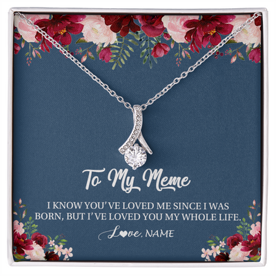 Alluring Beauty Necklace | Personalized Meme Necklace From Grandkids Granddaughter Grandson I've Loved You My Whole Life Floral Meme Birthday Mothers Day Christmas Customized Message Card | teecentury