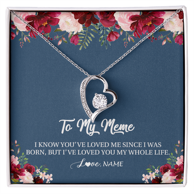 Forever Love Necklace | Personalized Meme Necklace From Grandkids Granddaughter Grandson I've Loved You My Whole Life Floral Meme Birthday Mothers Day Christmas Customized Message Card | teecentury