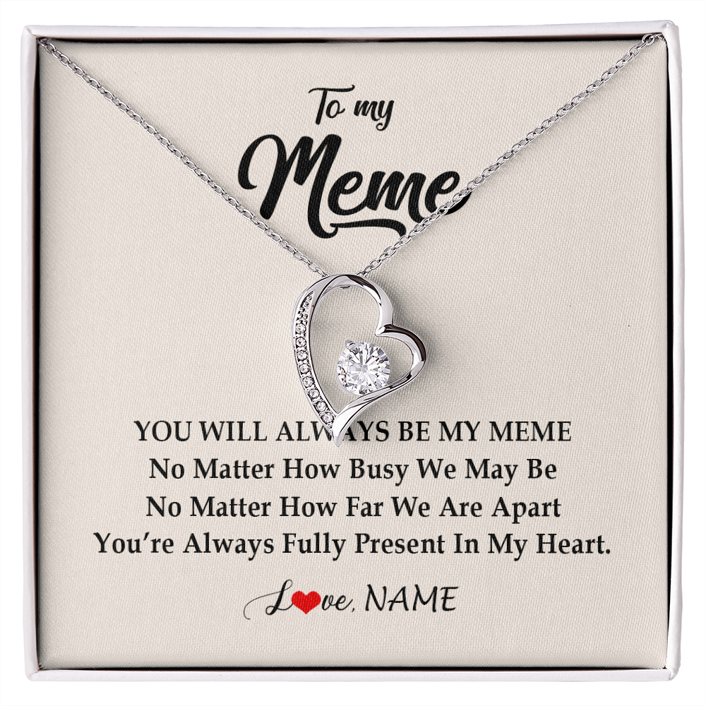 Forever Love Necklace | Personalized Meme Necklace From Grandkids Granddaughter Grandson You're Always In My Heart Meme Birthday Mothers Day Christmas Customized Gift Box Message Card | teecentury