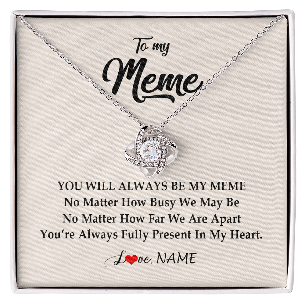 Love Knot Necklace | Personalized Meme Necklace From Grandkids Granddaughter Grandson You're Always In My Heart Meme Birthday Mothers Day Christmas Customized Gift Box Message Card | teecentury