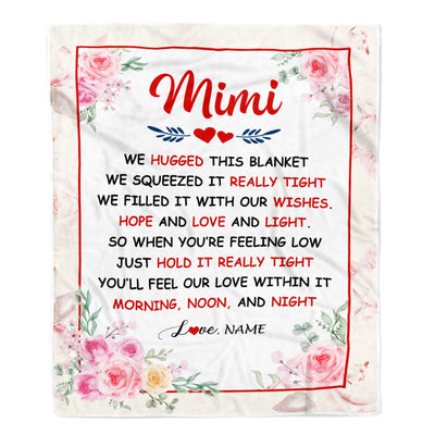 Personalized Mimi Blanket From Grandkids Granddaughter Grandson We Hugged This Blanket Floral Mimi Birthday Mothers Day Christmas Customized Fleece Blanket | teecentury