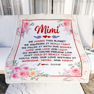Personalized Mimi Blanket From Grandkids Granddaughter Grandson We Hugged This Blanket Floral Mimi Birthday Mothers Day Christmas Customized Fleece Blanket | teecentury