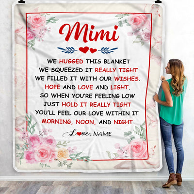 Personalized Mimi Blanket From Grandkids Granddaughter Grandson We Hugged This Blanket Floral Mimi Birthday Mothers Day Christmas Customized Fleece Blanket | teecentury