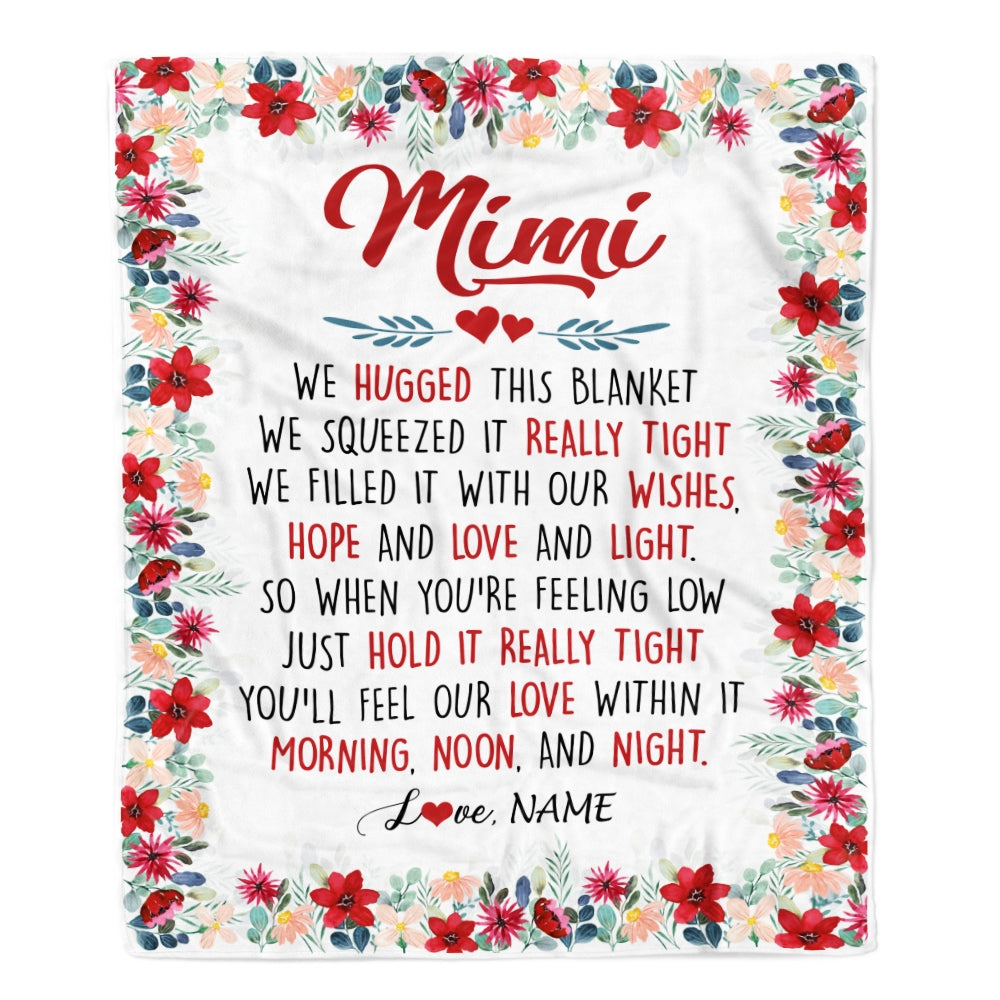 Personalized Mimi Blanket From Grandkids Grandson Granddaughter We Hugged This Blanket Mimi Birthday Mothers Day Christmas Customized Fleece Throw Blanket Blanket | Teecentury.com