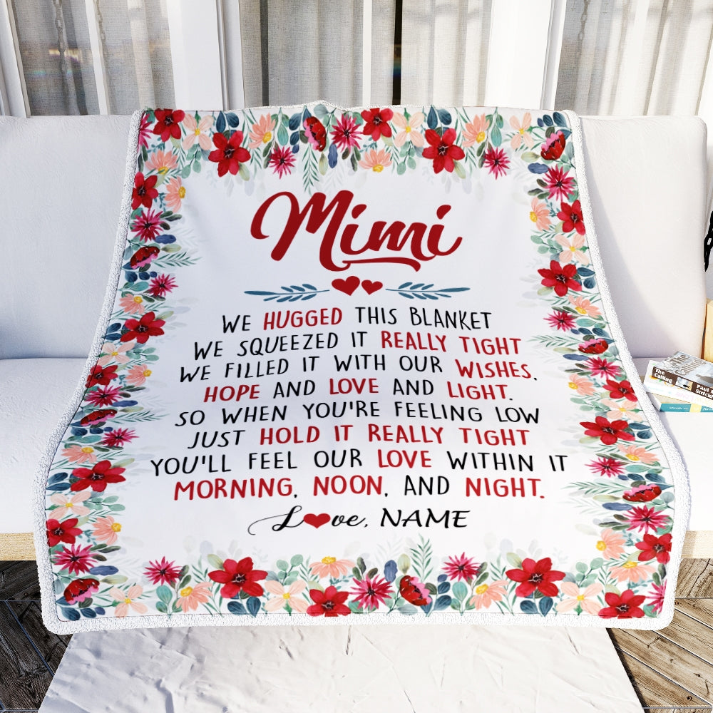 Personalized Mimi Blanket From Grandkids Grandson Granddaughter We Hugged This Blanket Mimi Birthday Mothers Day Christmas Customized Fleece Throw Blanket Blanket | Teecentury.com